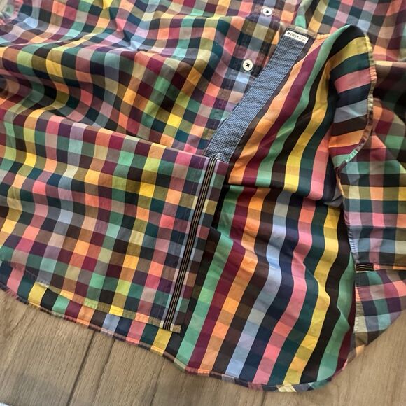 Bugatchi Uomo Shirt Mens Large Plaid Check Flip Cuff Button Down Long Sleeve - Picture 5 of 9